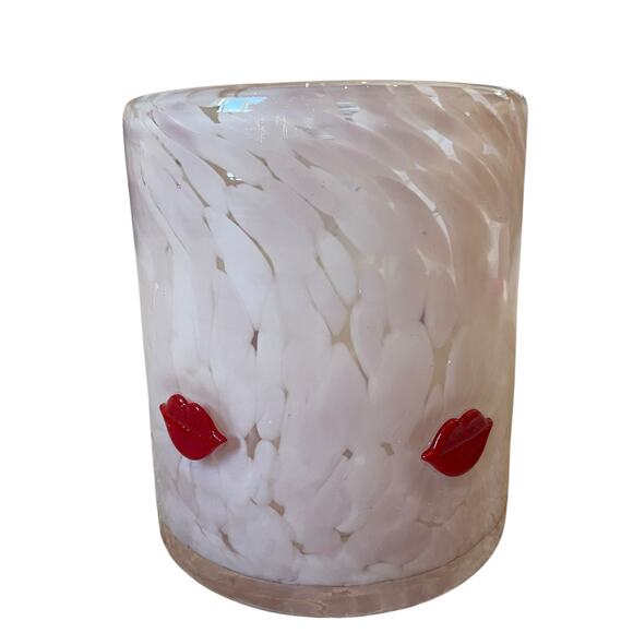 Pink Valentine's Day RED LIP Double Old Fashioned Glasses 14oz Set of 2 New - Picture 9 of 16